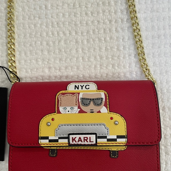 NWT KARL LAGERFELD PARIS Red Maybelle Camera NYC Taxi Mini Crossbody Bag - Picture 11 of 13